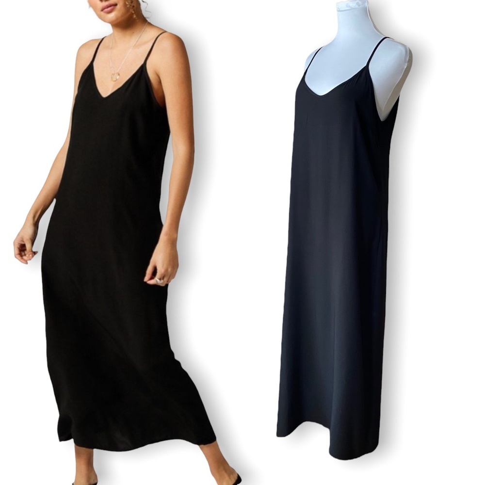 Monrow Slip Dress Maxi Back Slit Spaghetti Strap - Picture 15 of 15